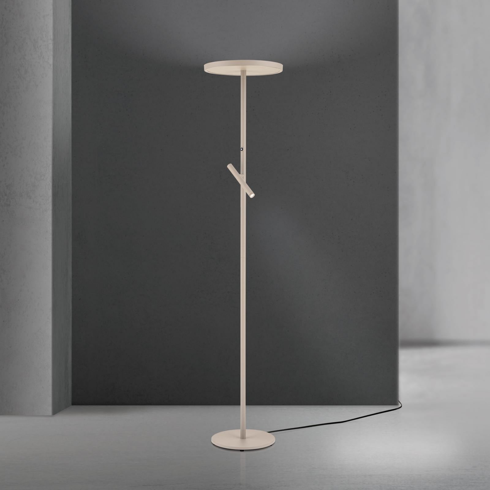 LED gulvlampe Teide med leselys dimbar khaki forfra