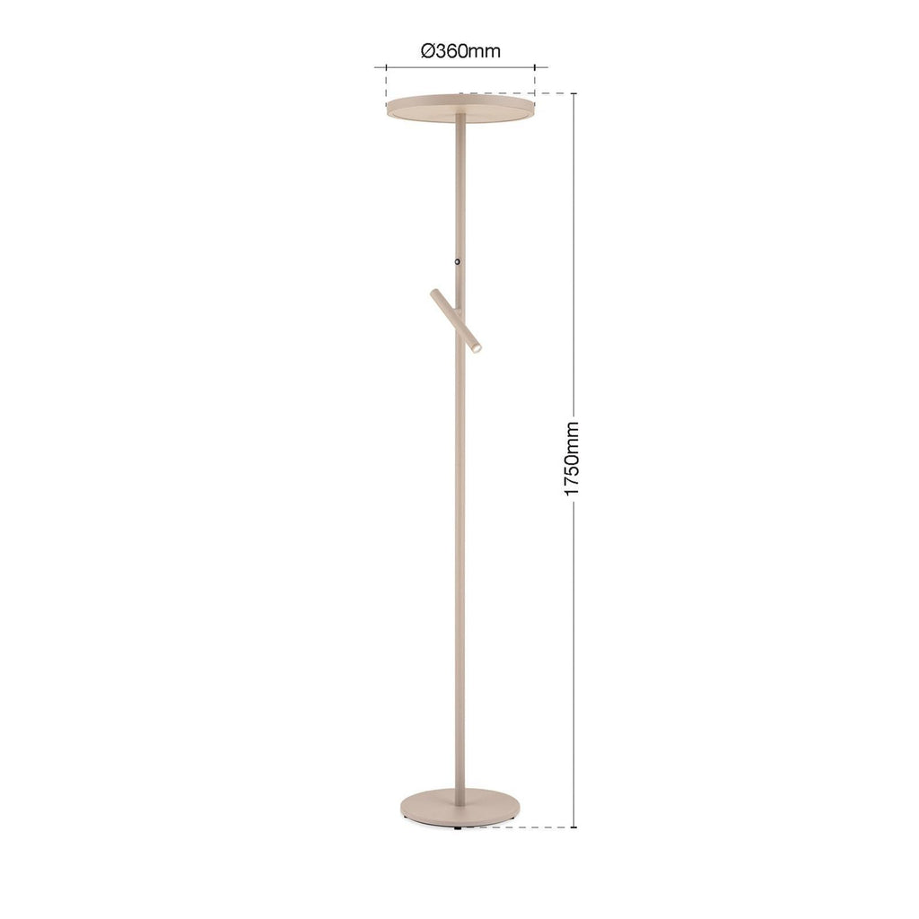 LED gulvlampe Teide med leselys dimbar khaki detalj av leselys