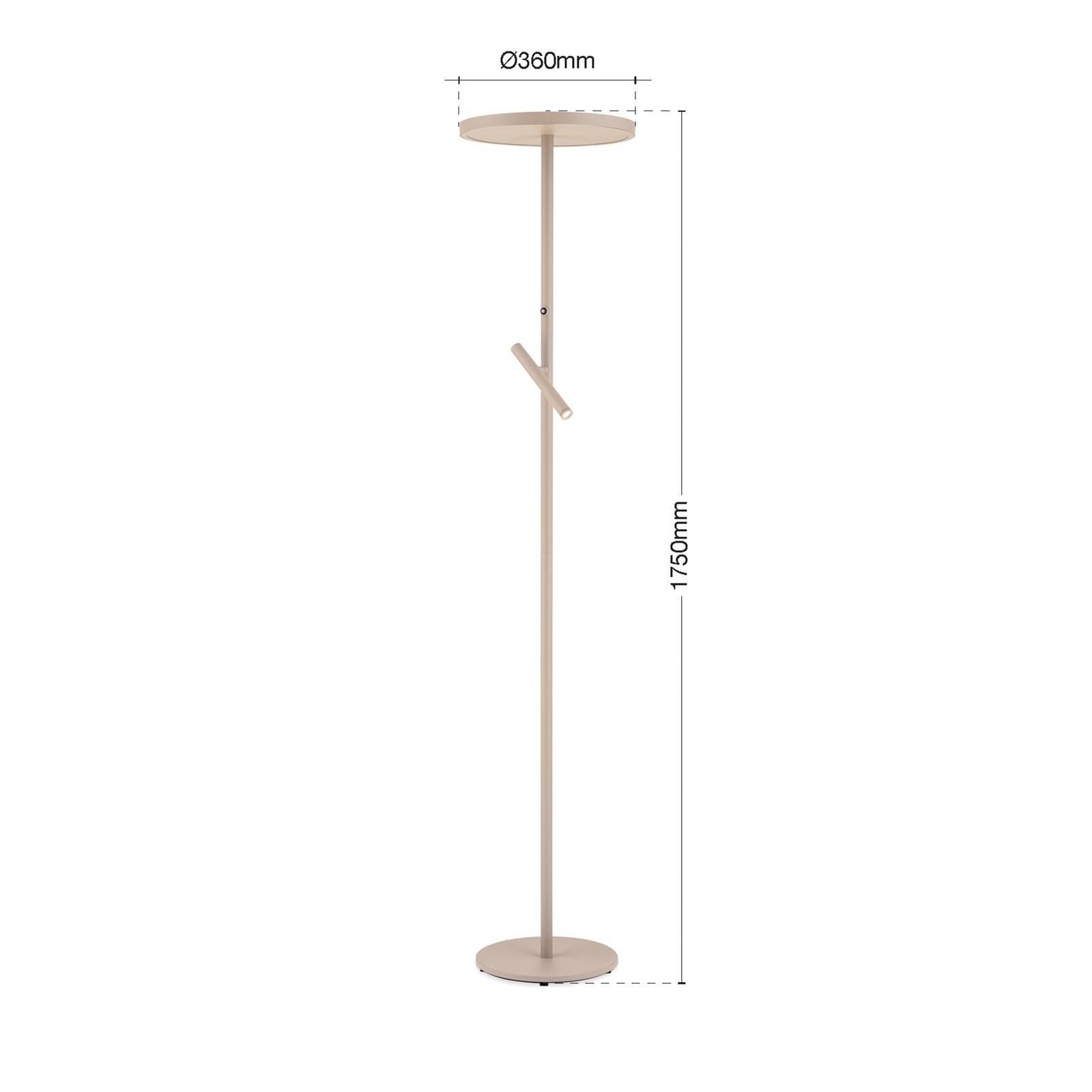 LED gulvlampe Teide med leselys dimbar khaki detalj av leselys