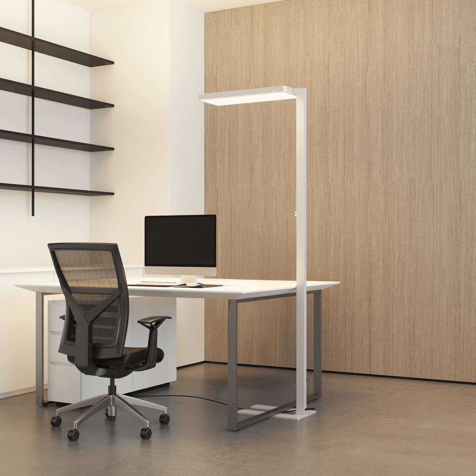 LED gulvlampe Timon dimbar hvit aluminium bakside
