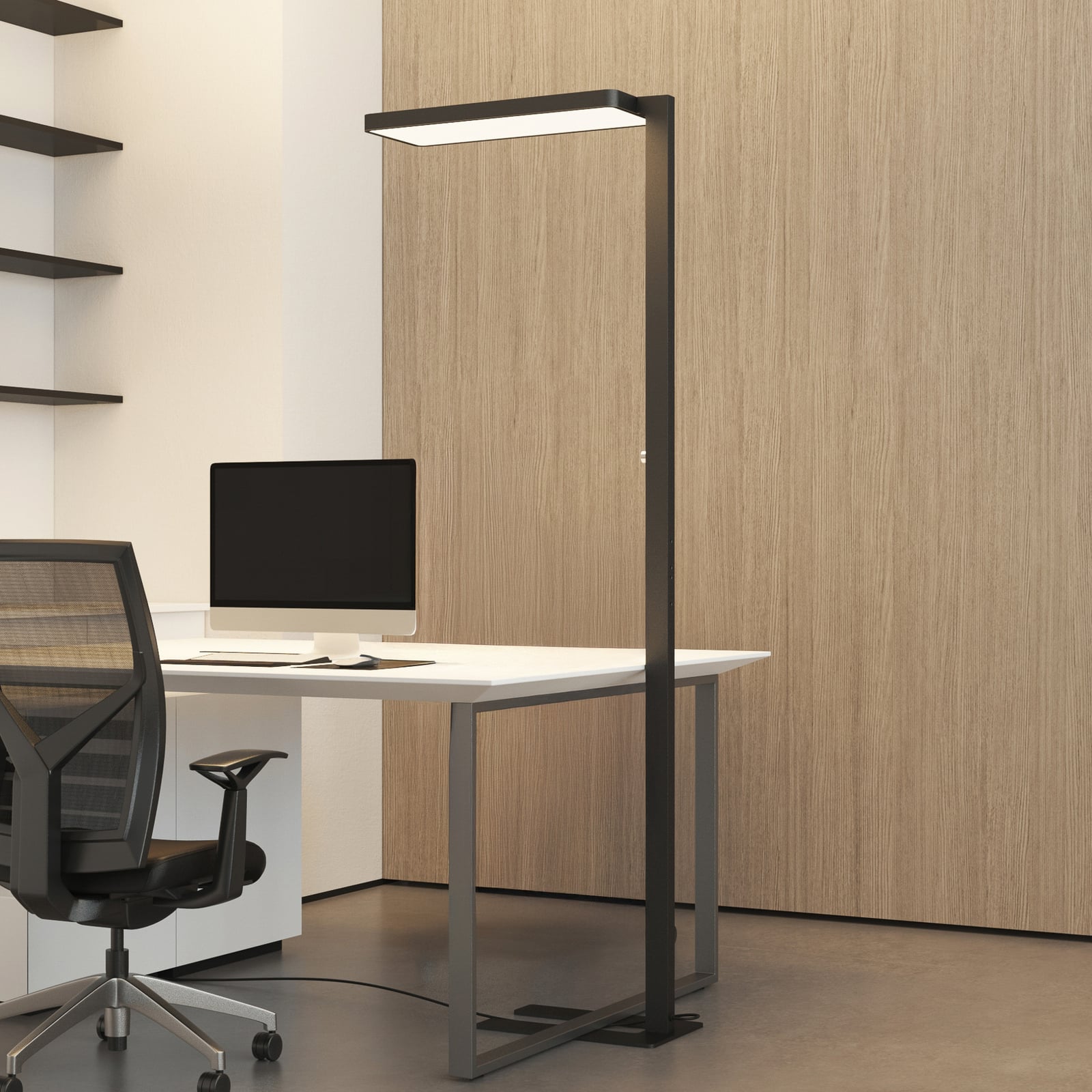 LED gulvlampe Timon dimbar svart forfra