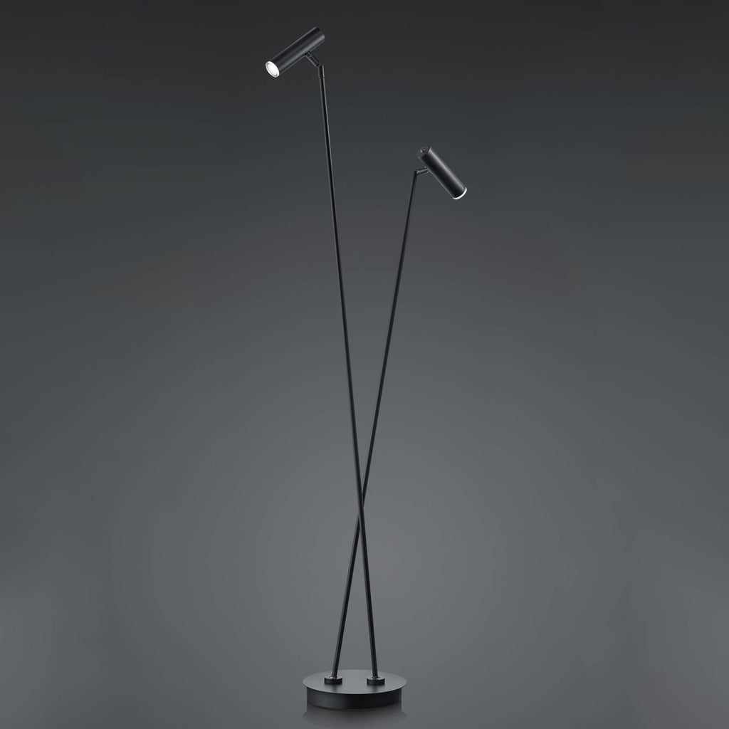 LED gulvlampe Tom 2-lys dimbar svart rustfritt stål forfra