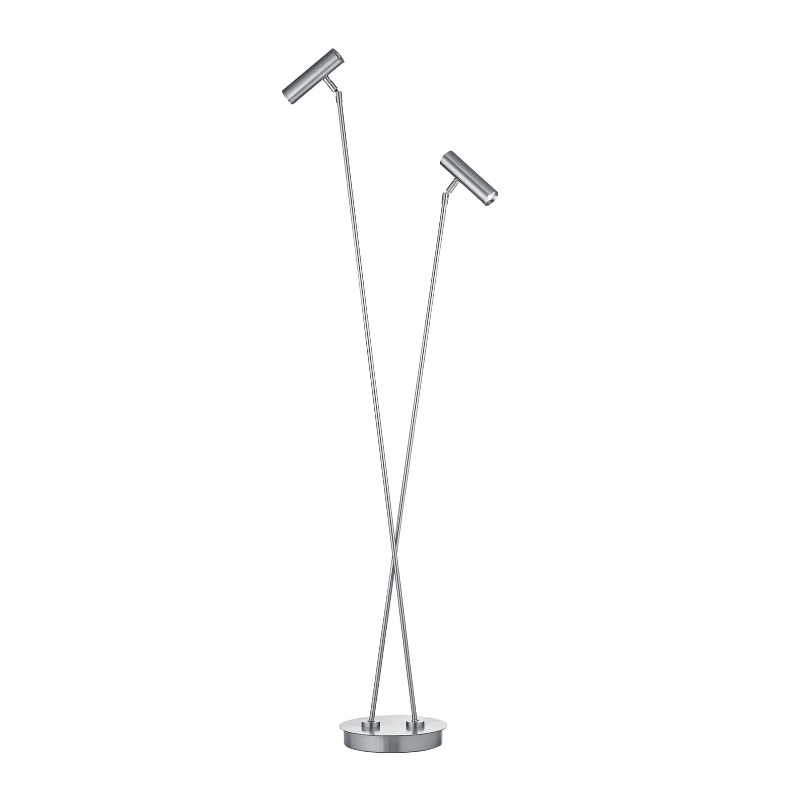 LED gulvlampe Tom Pro 2-lys dimbar CCT matt nikkel sett forfra