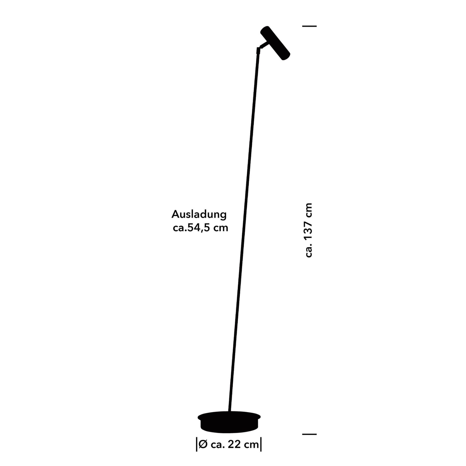 LED gulvlampe Tom Pro dimbar CCT svart 137 cm detalj av dimmer