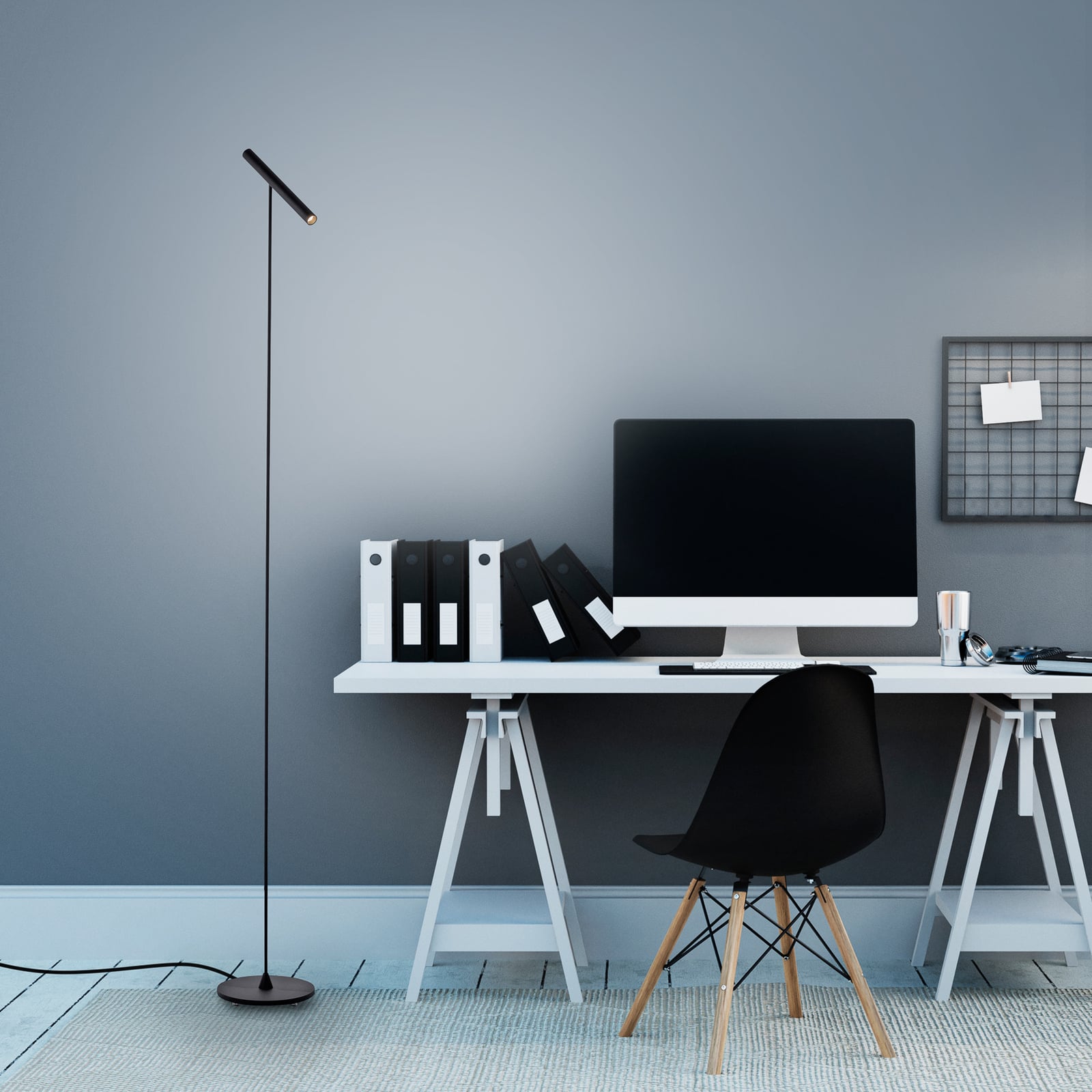 LED gulvlampe Tutua dimbar med berøringsdimmer svart bakside