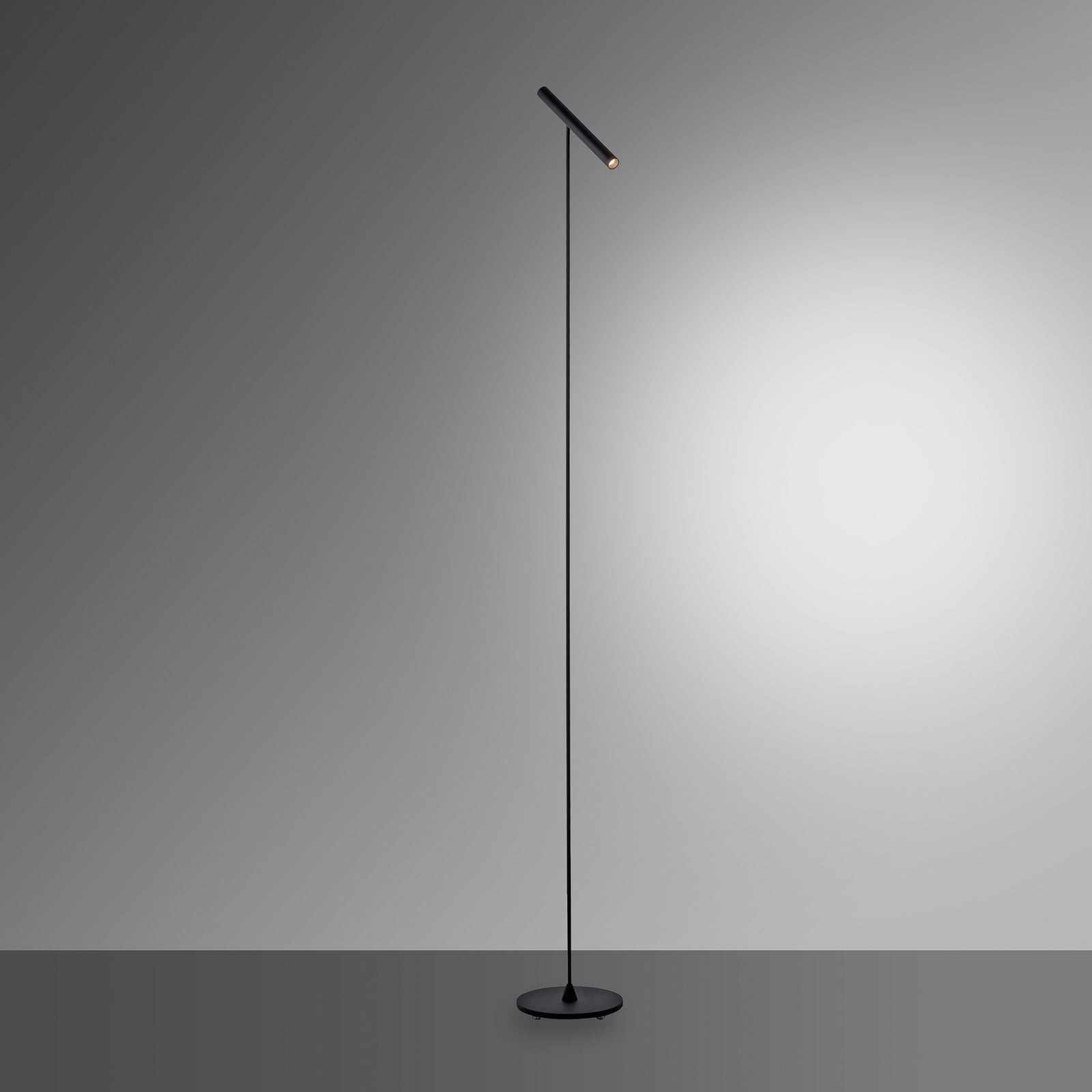 LED gulvlampe Tutua dimbar med berøringsdimmer svart kabeldetalj