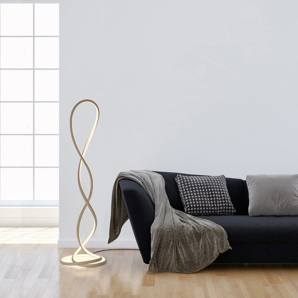 LED gulvlampe Twist dimbar sandfarget 143 cm bakside