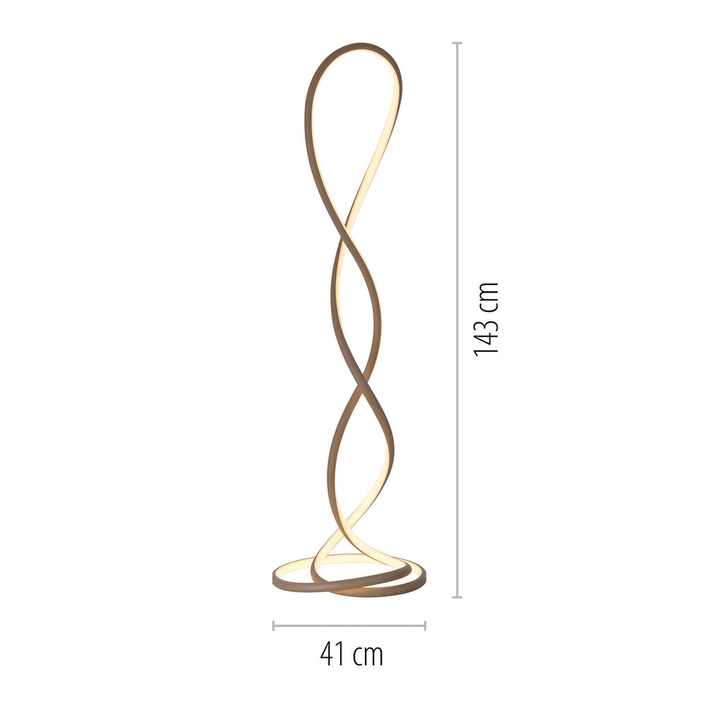 LED gulvlampe Twist dimbar sandfarget 143 cm detalj av materiale