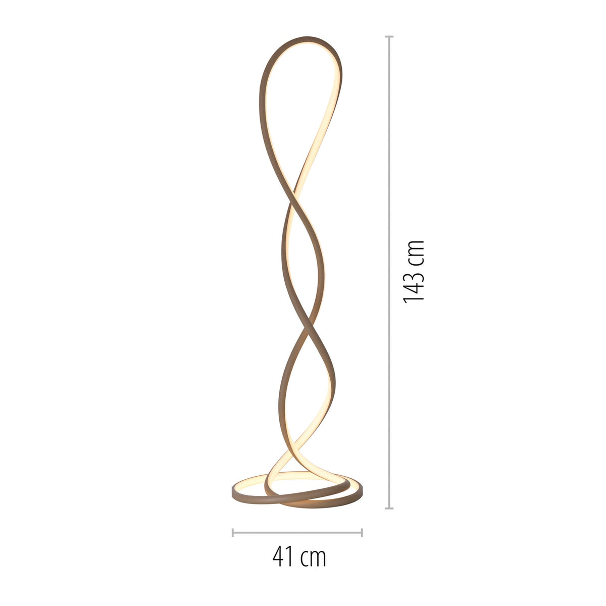 LED gulvlampe Twist dimbar sandfarget 143 cm detalj av materiale