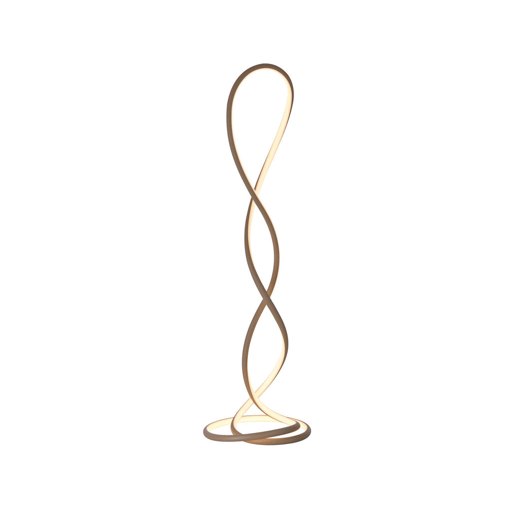 LED gulvlampe Twist dimbar sandfarget 143 cm montert i stue
