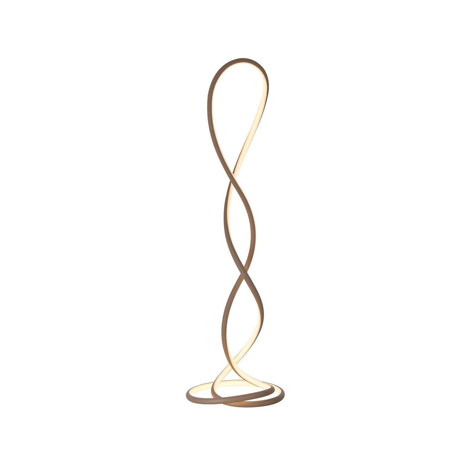 LED gulvlampe Twist dimbar sandfarget 143 cm montert i stue