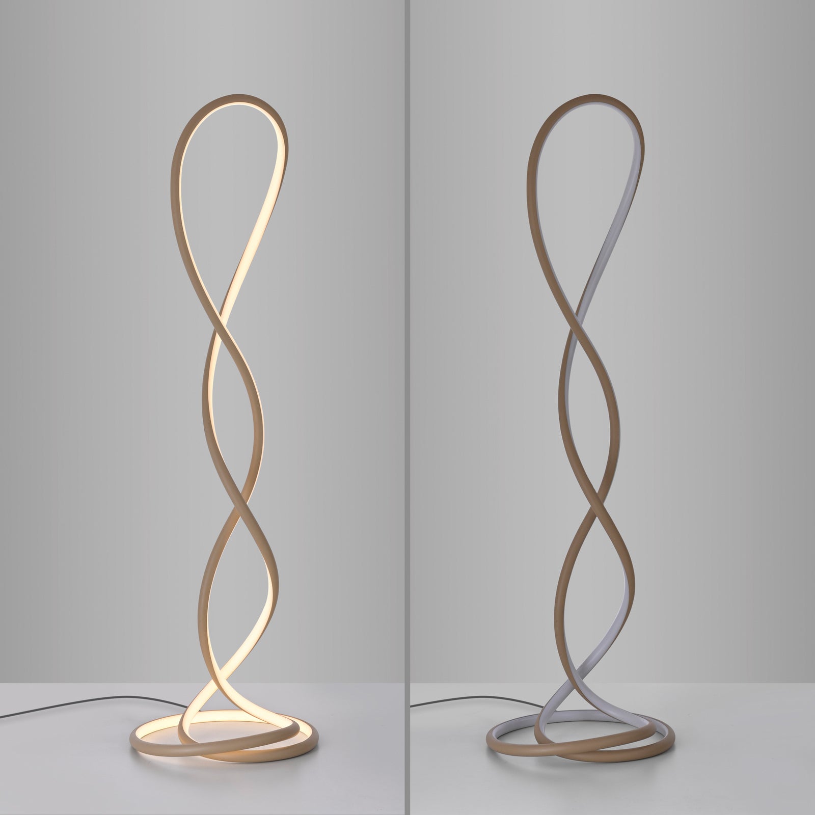LED gulvlampe Twist dimbar sandfarget 143 cm lysdetalj