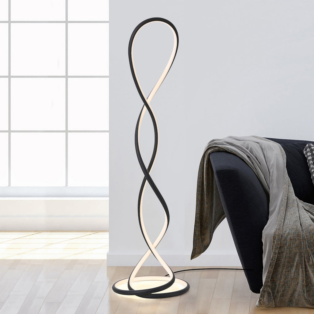 LED gulvlampe Twist svart dimbar H143 cm 63W Paul Neuhaus forfra