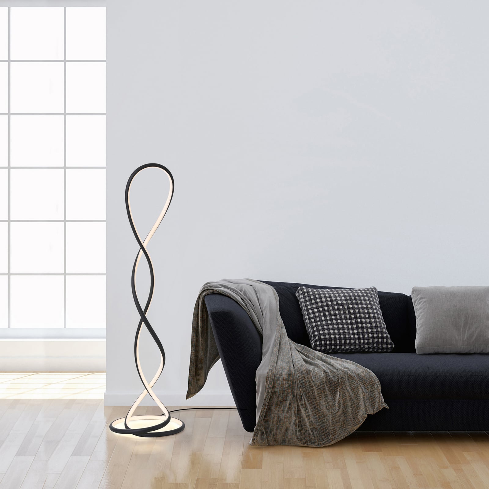 LED gulvlampe Twist svart dimbar H143 cm 63W Paul Neuhaus bakside