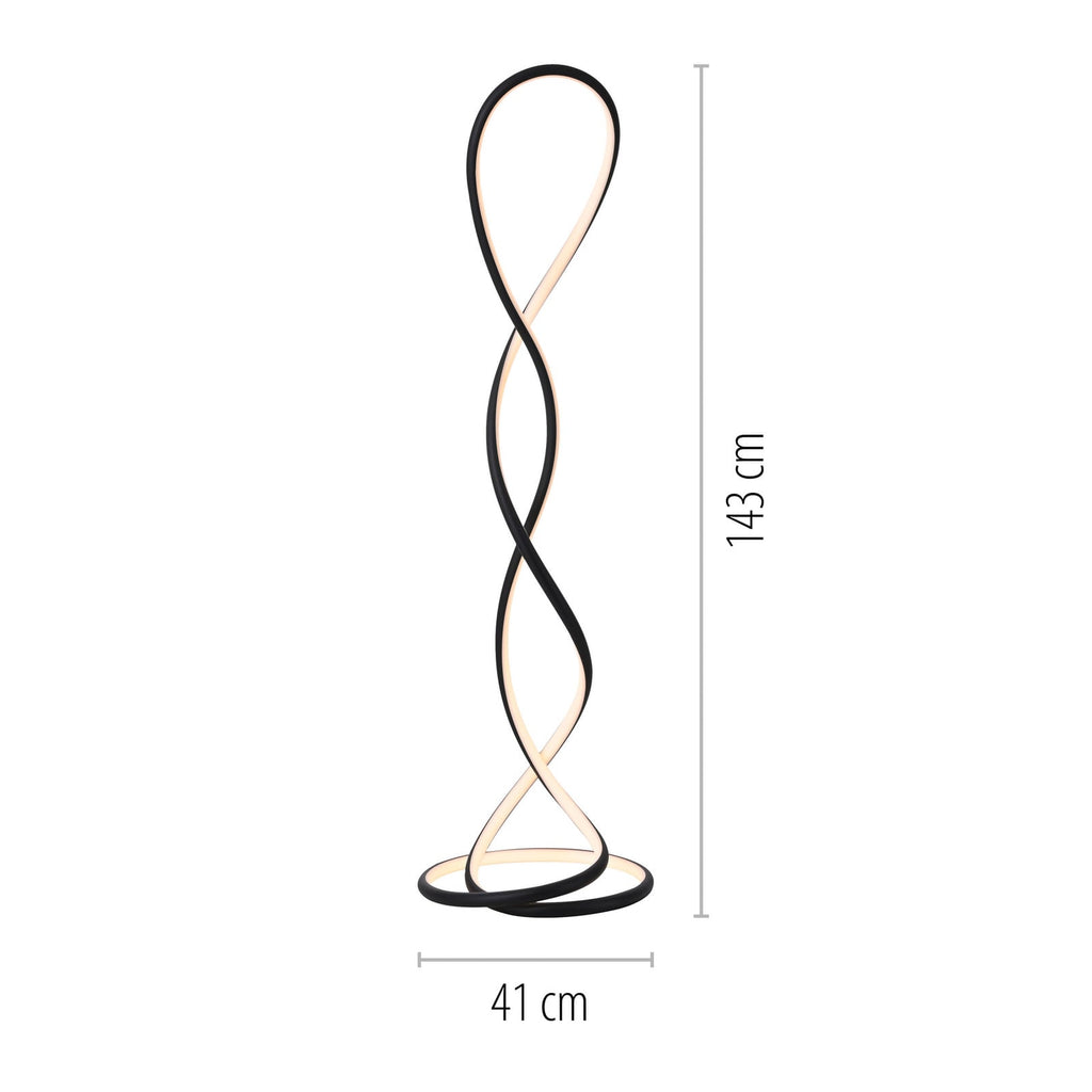 LED gulvlampe Twist svart dimbar H143 cm 63W Paul Neuhaus detalj av dimmer
