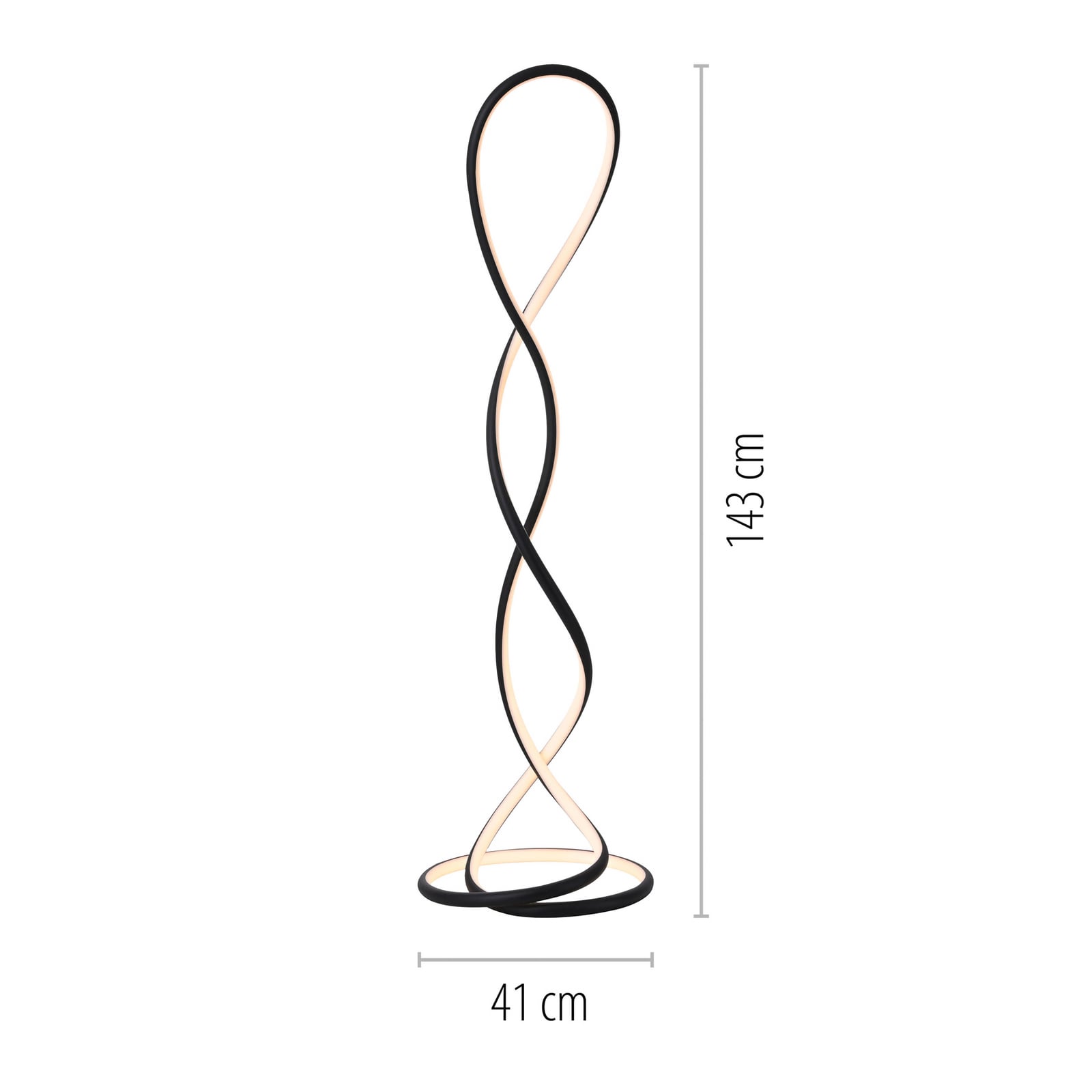 LED gulvlampe Twist svart dimbar H143 cm 63W Paul Neuhaus detalj av dimmer
