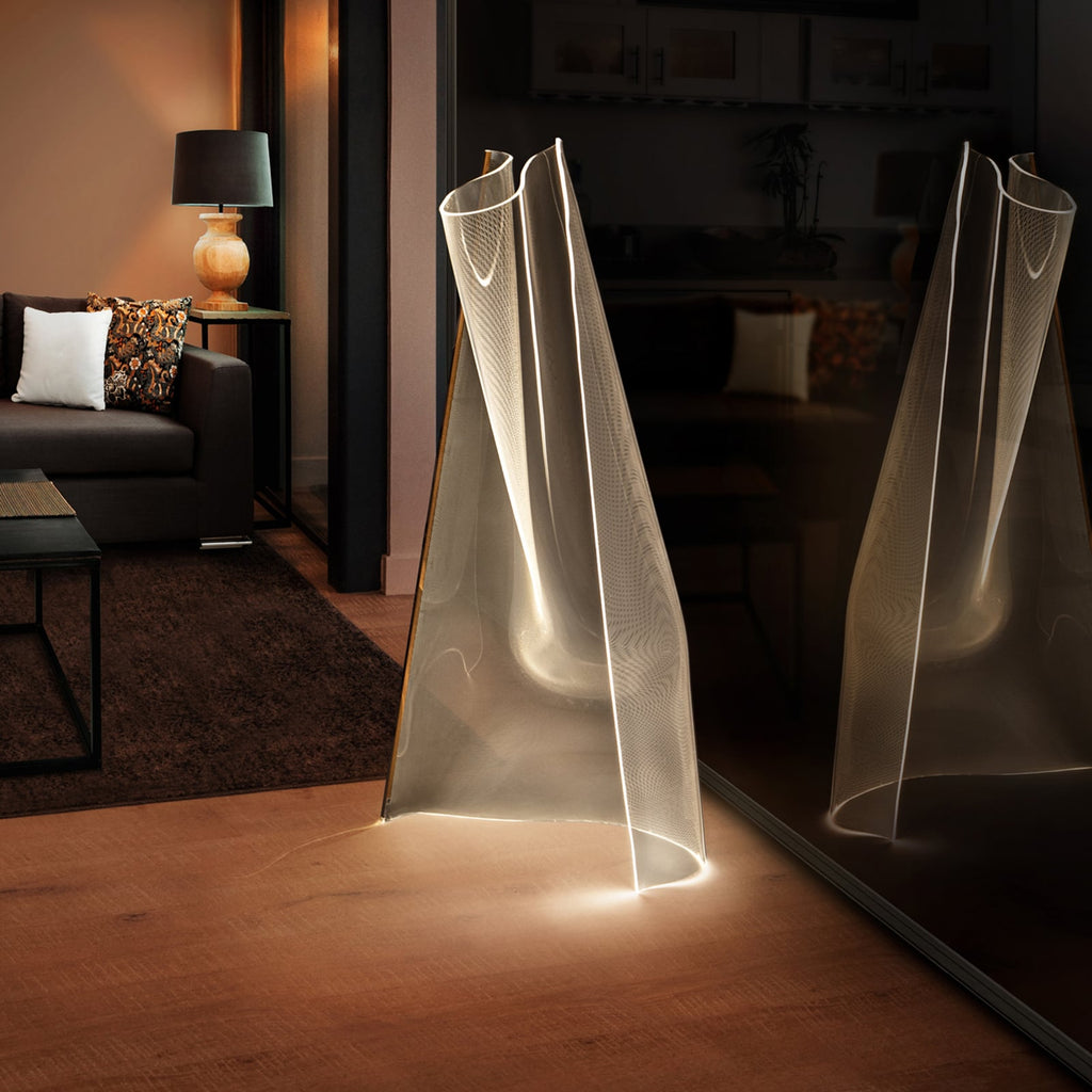 LED gulvlampe Velos roségull organisk form 17W Schuller Valencia bakside