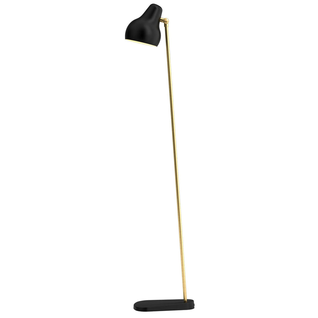 LED gulvlampe VL38 dimbar svart messing detalj av lampehode