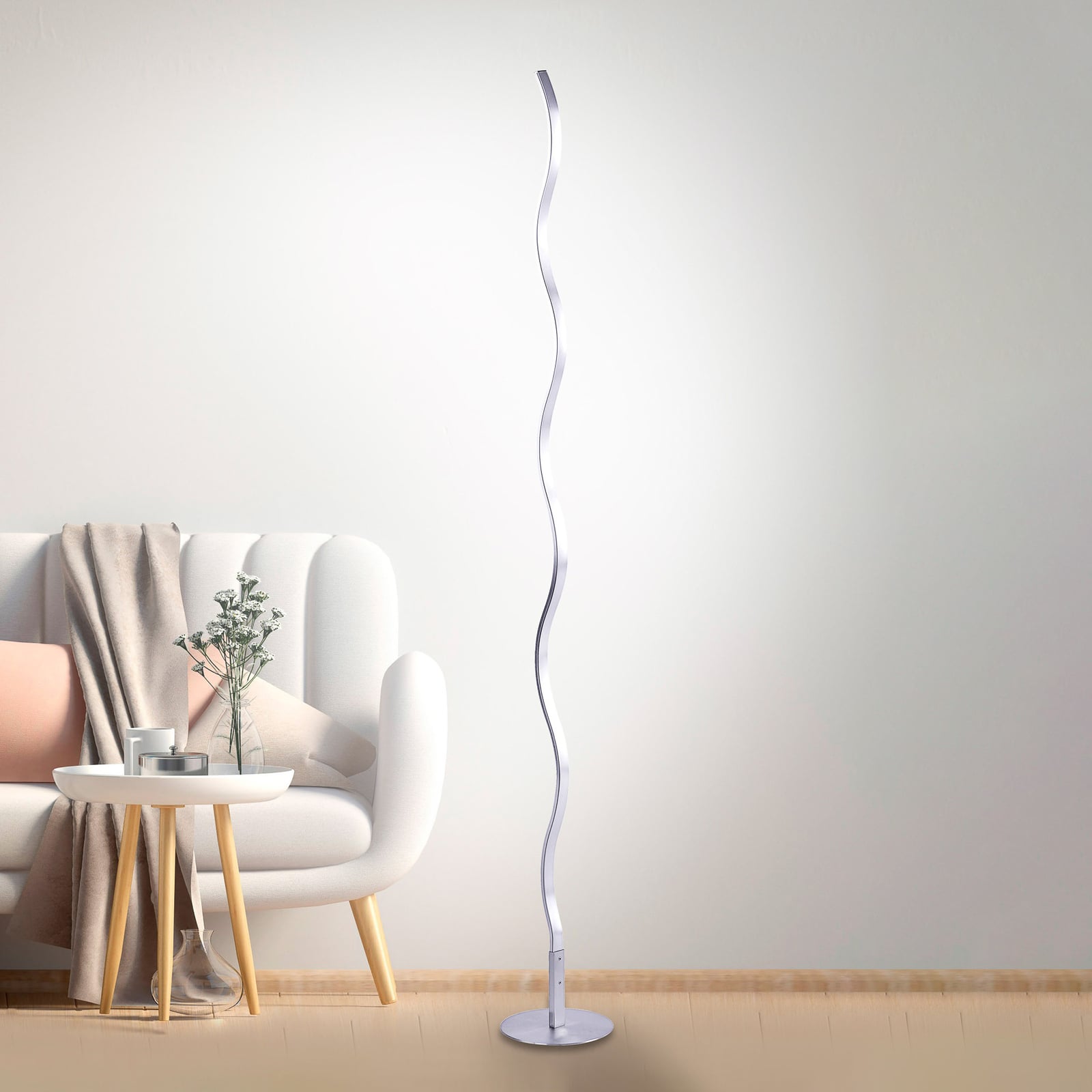 LED gulvlampe Wave stål 120 cm 10W varmhvit forfra