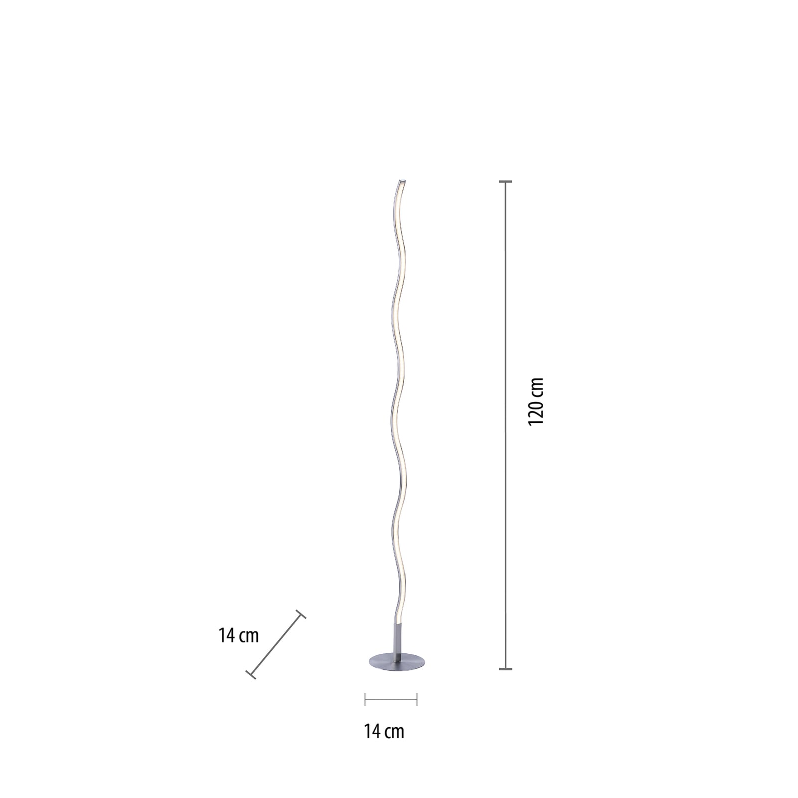 LED gulvlampe Wave stål 120 cm 10W varmhvit kabeldetalj