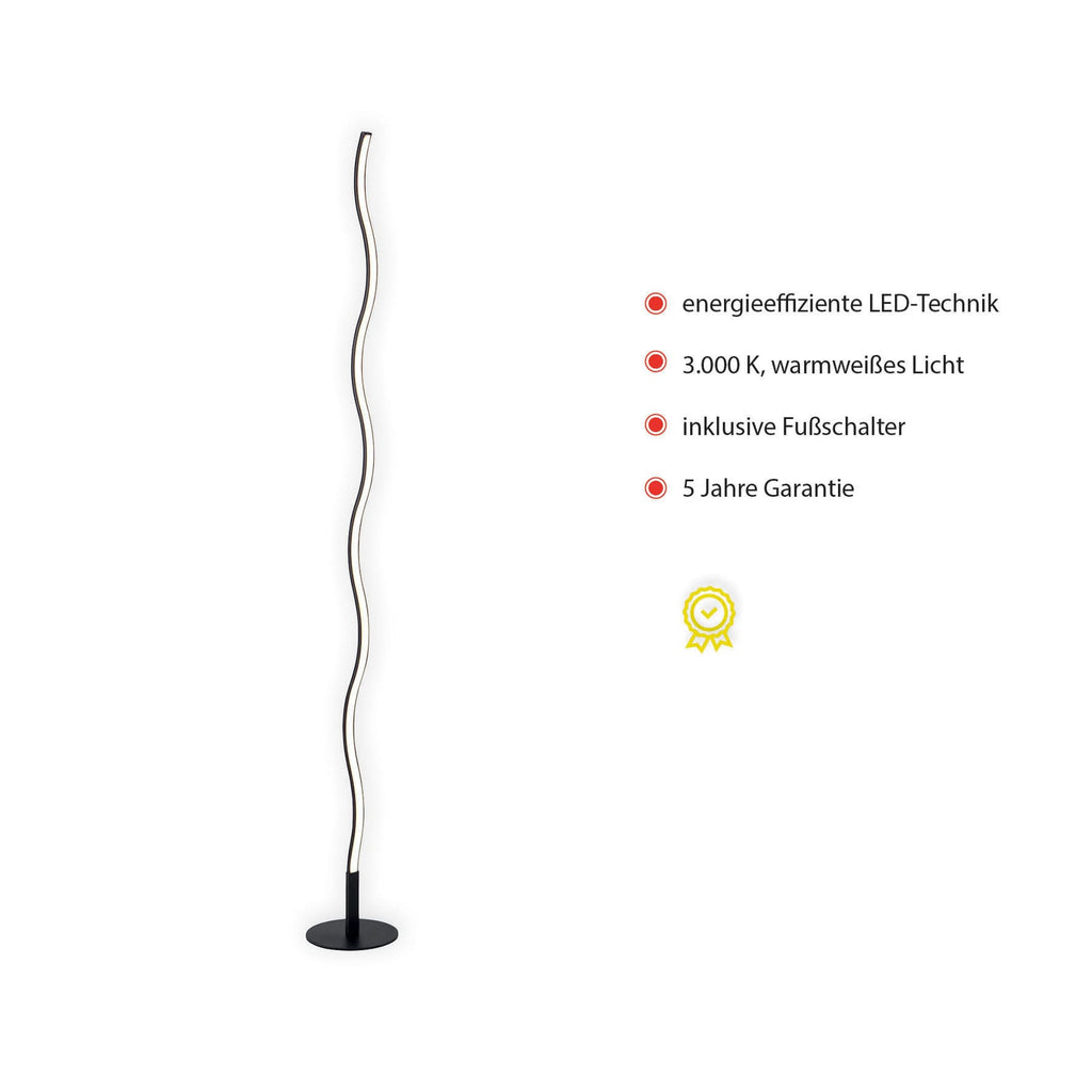 LED gulvlampe Wave svart 120 cm 3000K varmhvit montert i rom
