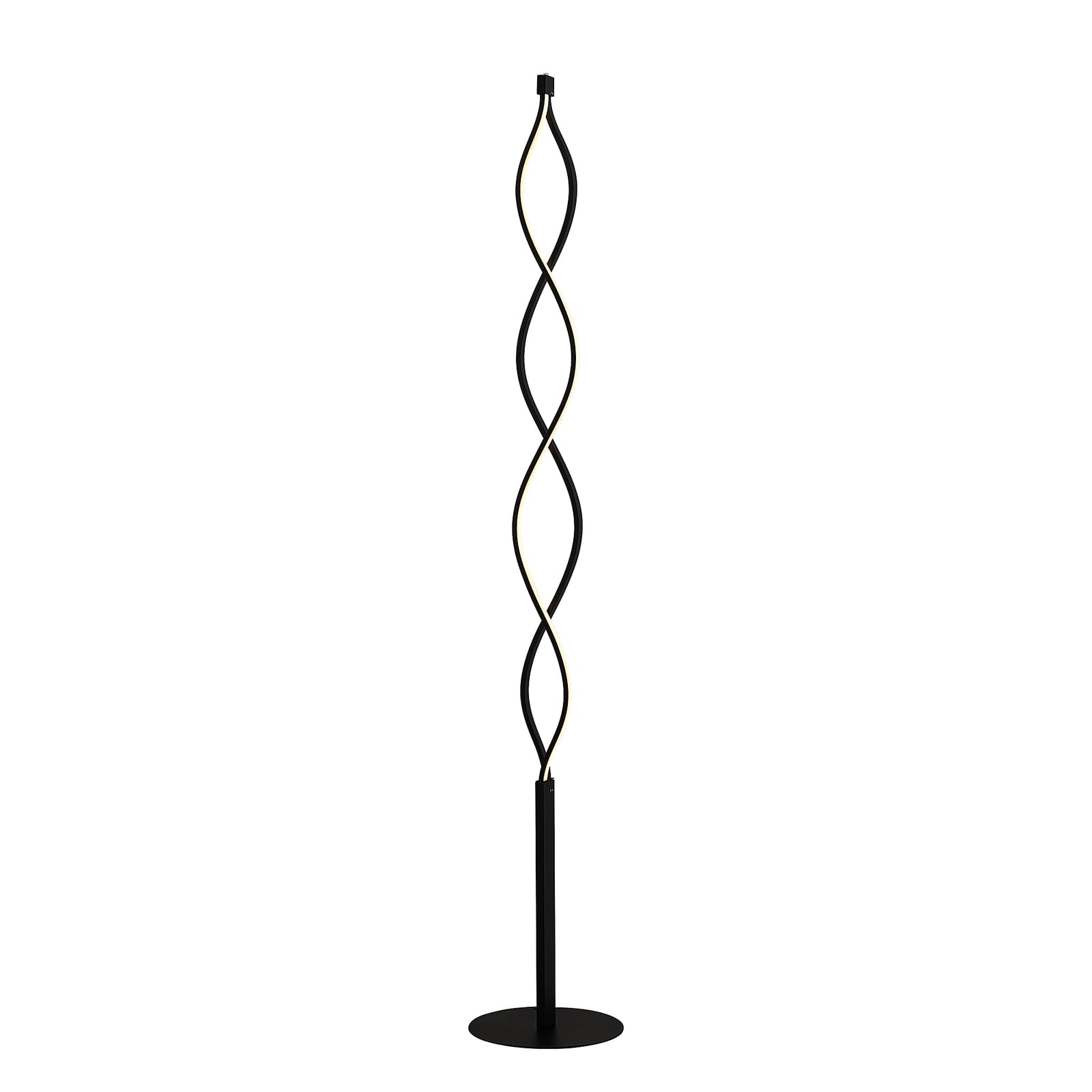 LED gulvlampe Welina svart bølgeformet dimbar 150 cm med svart matt finish