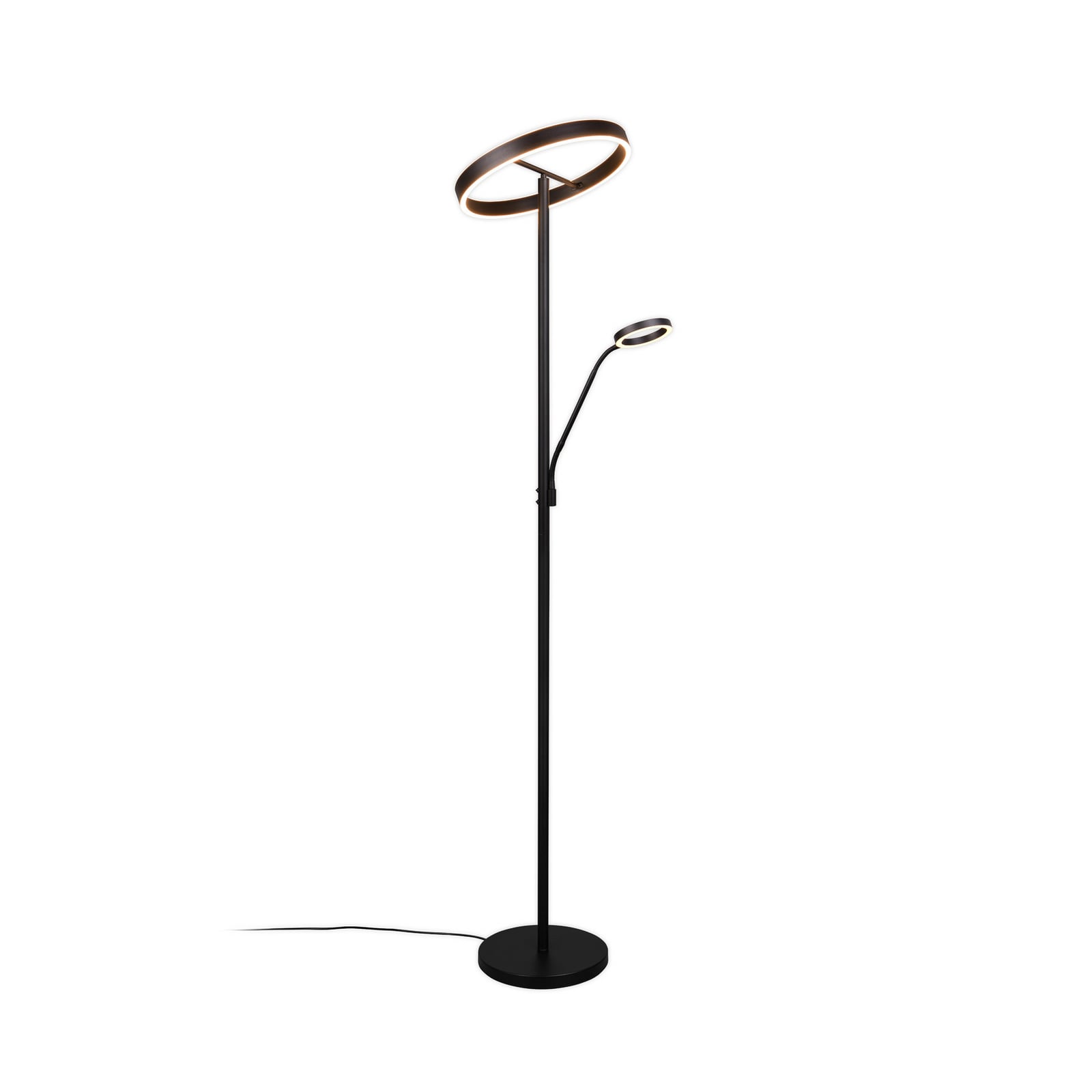 LED gulvlampe Willis med leselys CCT dimbar svart 180 cm bakside