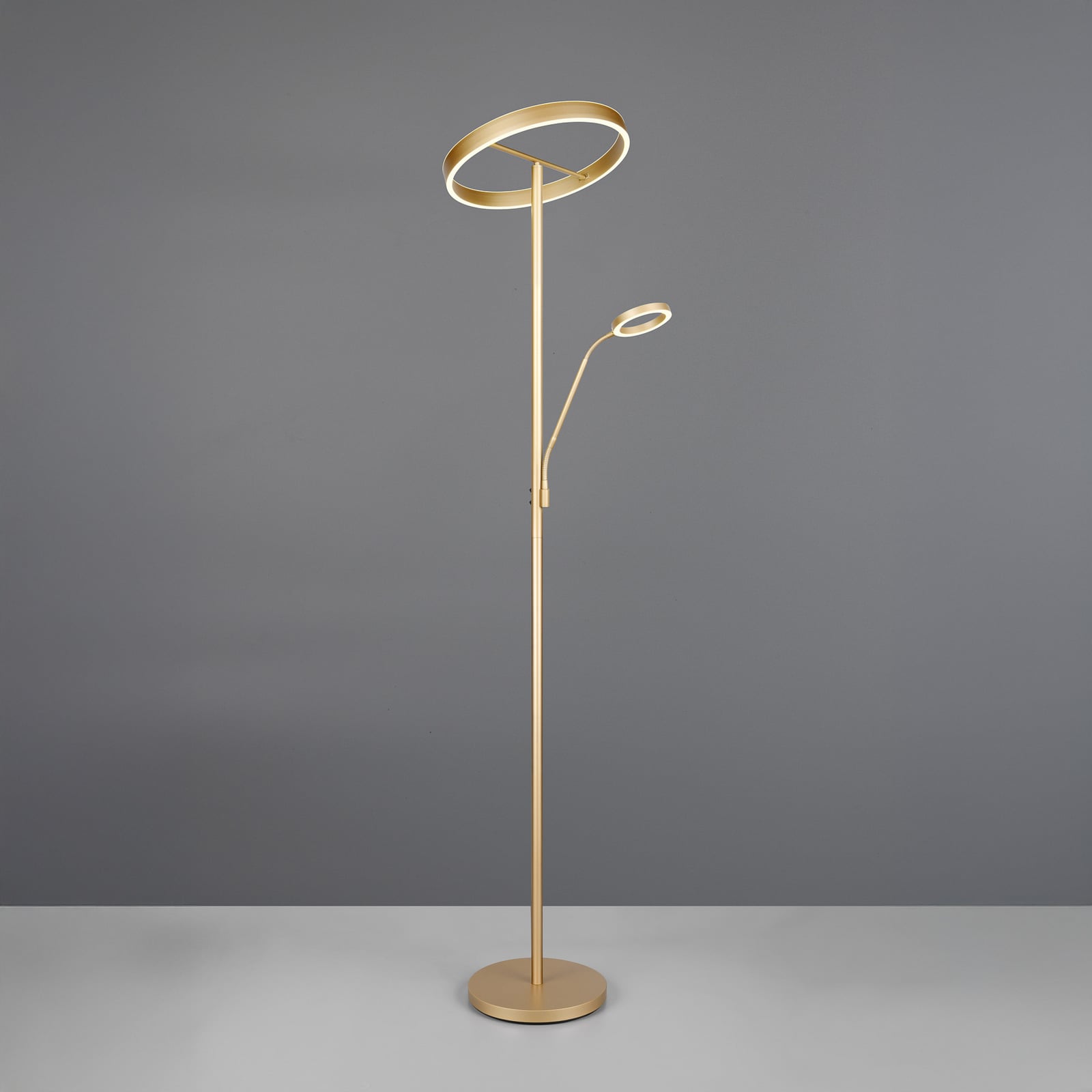 LED gulvlampe Willis med leselys dimbar gull CCT bakside