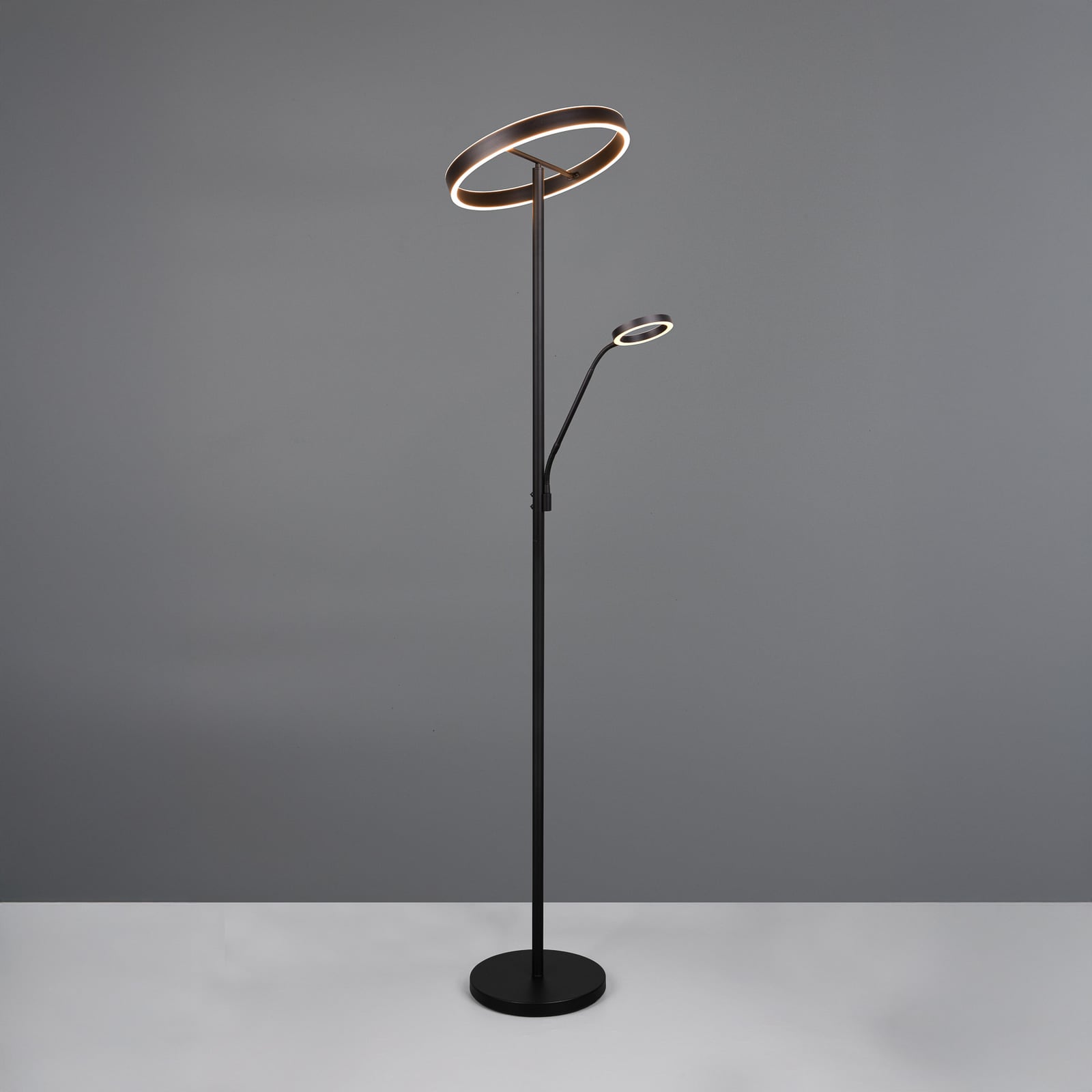 LED gulvlampe Willis med leselys CCT dimbar svart 180 cm detalj på leselys