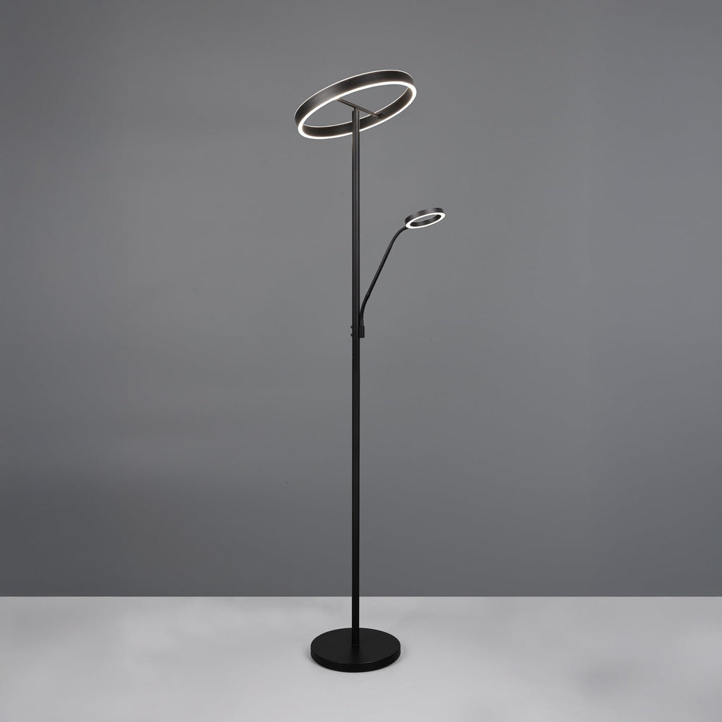 LED gulvlampe Willis med leselys CCT dimbar svart 180 cm montert i rom