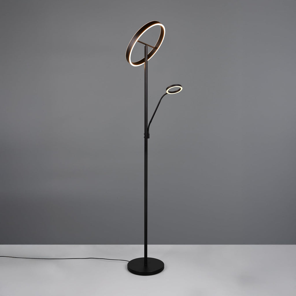LED gulvlampe Willis med leselys CCT dimbar svart 180 cm nærbilde av lampehode