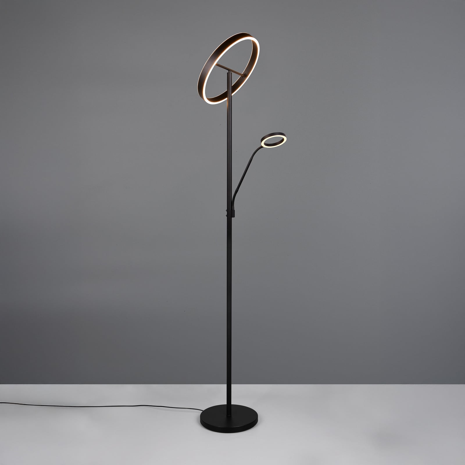 LED gulvlampe Willis med leselys CCT dimbar svart 180 cm nærbilde av lampehode