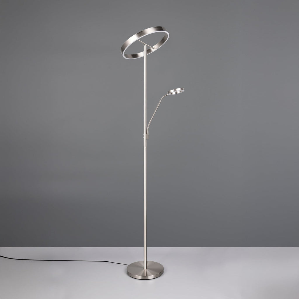 LED-gulvlampe Willis matt nikkel nærbilde av sensordimmer