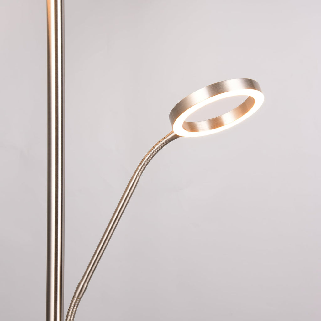 LED-gulvlampe Willis matt nikkel fleksibelt leselys