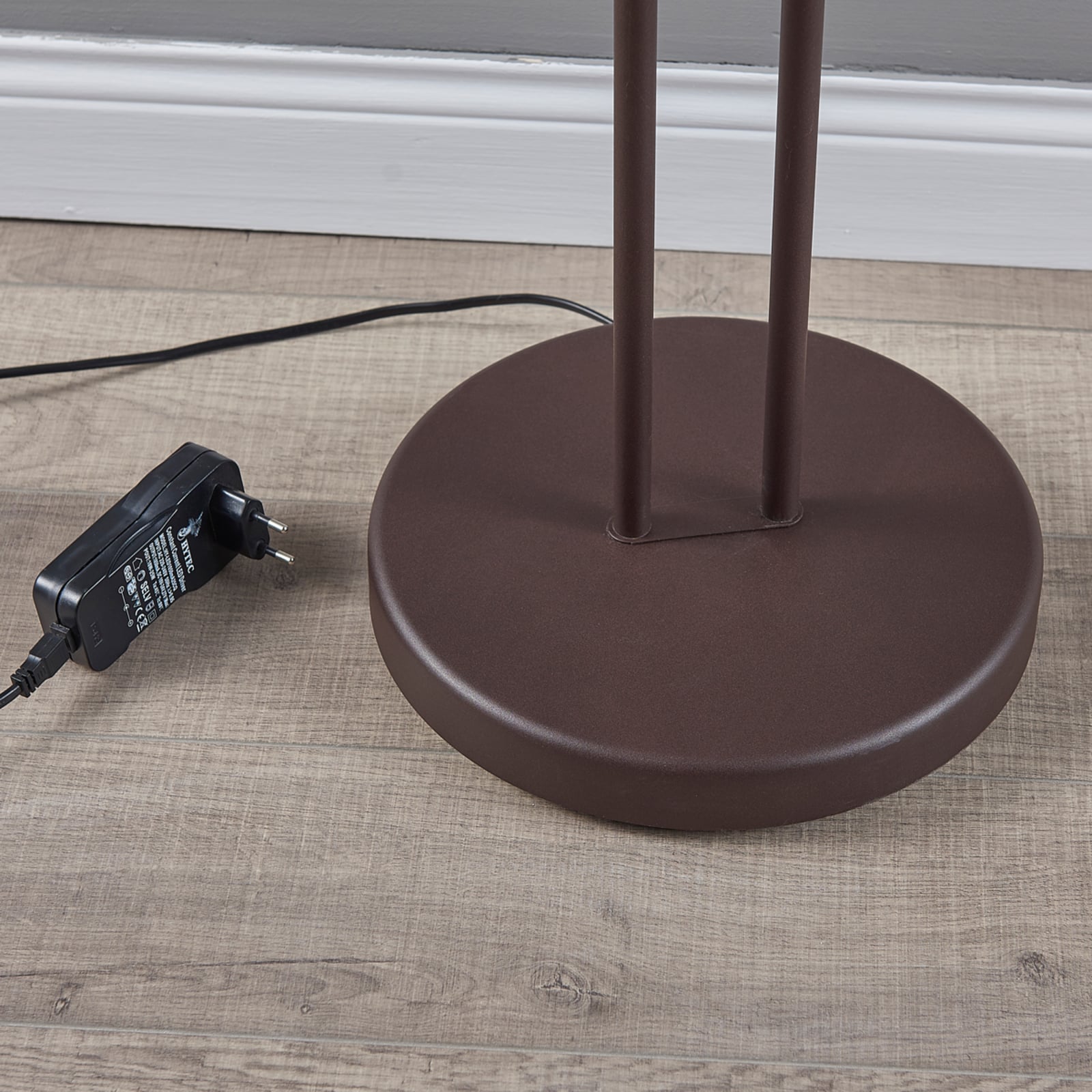 LED gulvlampe Yveta dimbar med leselampe rustfarget fleksible ledd