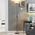 LED gulvlampe Yveta dimbar med leselampe rustfarget front