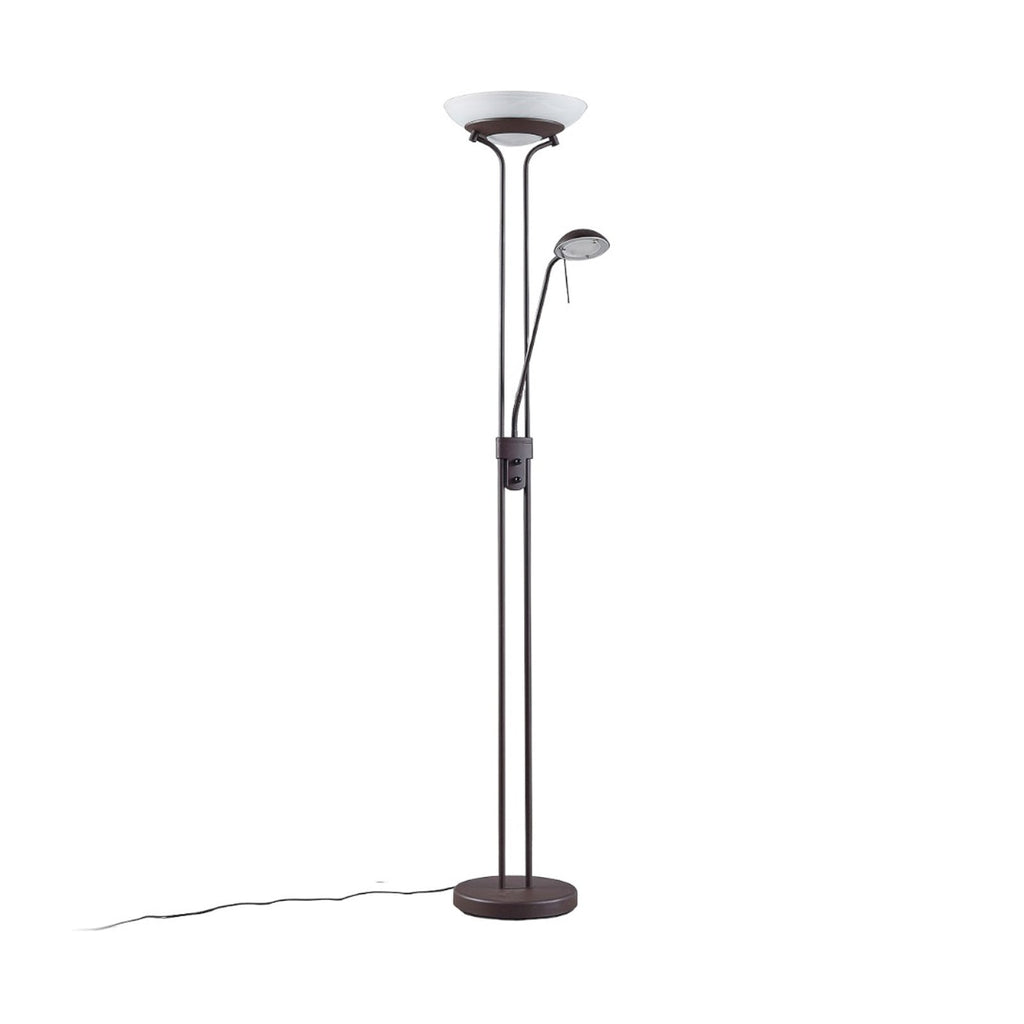LED gulvlampe Yveta dimbar med leselampe rustfarget montert i rom