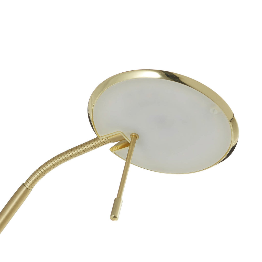 LED gulvlampe Zenit dimbar matt messing 150 cm montert i stue