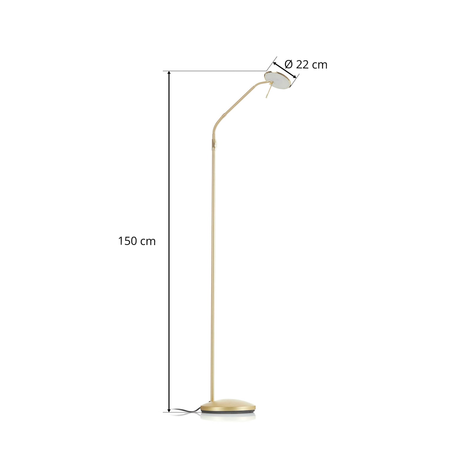 LED gulvlampe Zenit dimbar matt messing 150 cm helhetsbilde