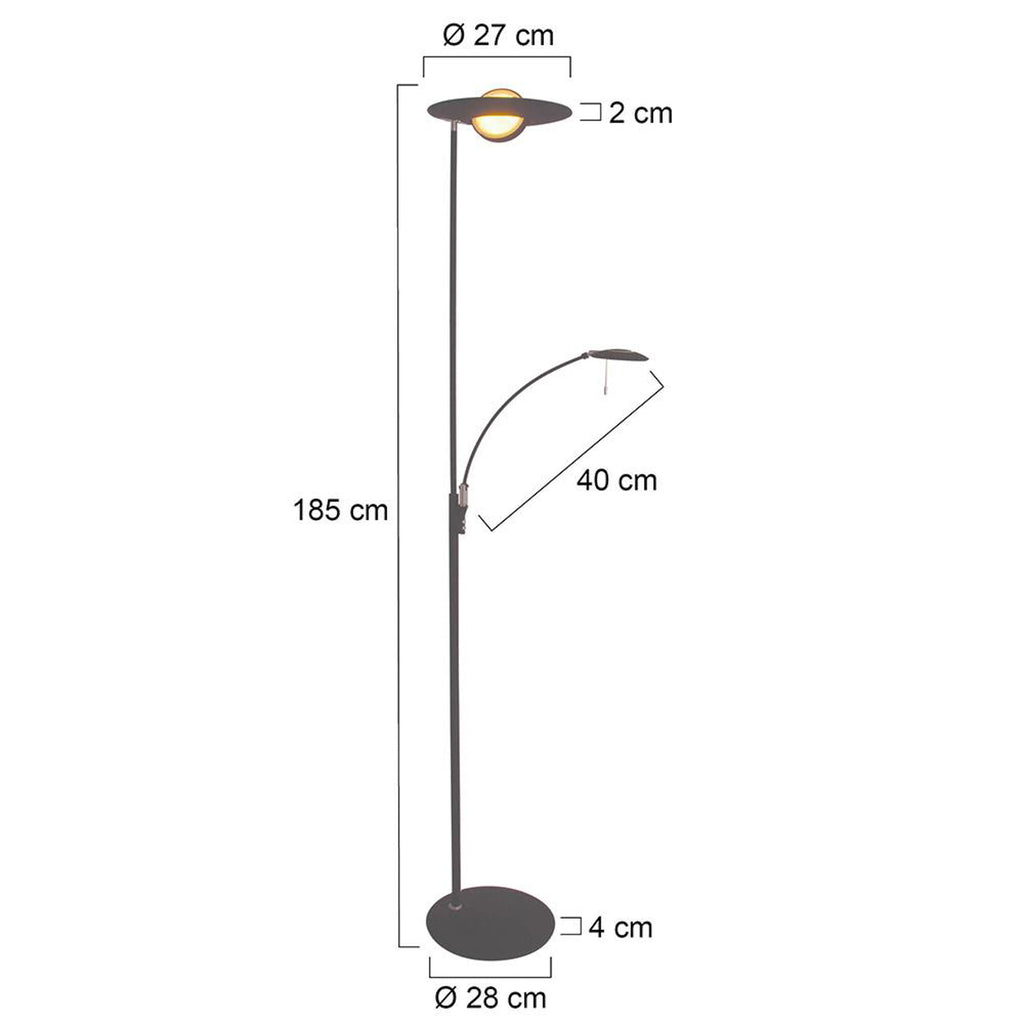 LED gulvlampe Zenith med leselampe CCT dimbar svart 185 cm nærbilde av dimmer