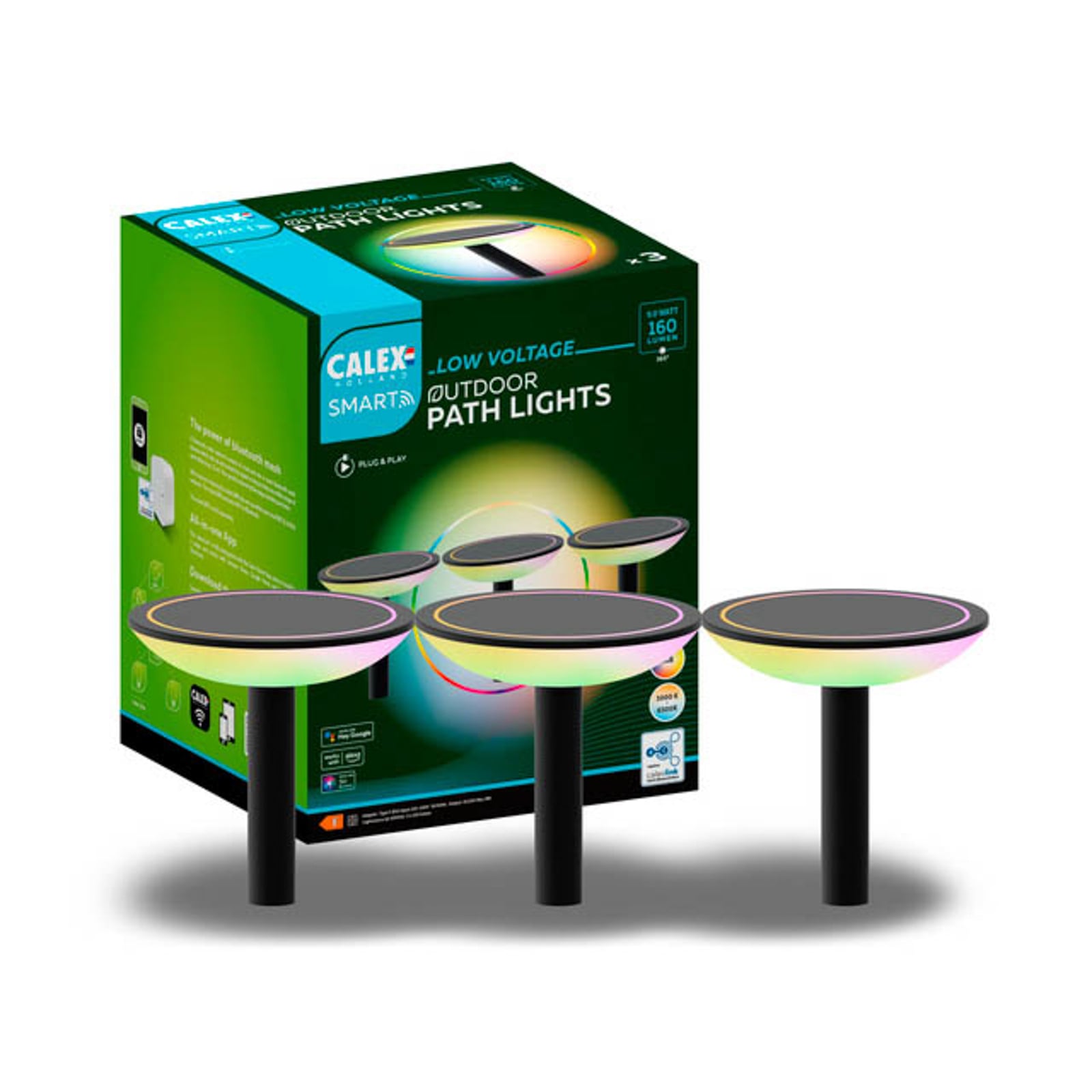 LED hagelampe 3-pk Calex med kabel og jordspyd