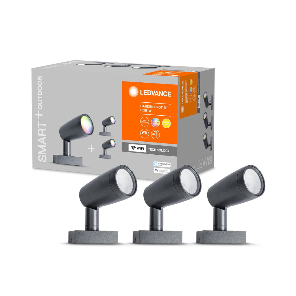 LED hagespot 3-pk WiFi RGB dimbar aluminium IP65 montert i hage