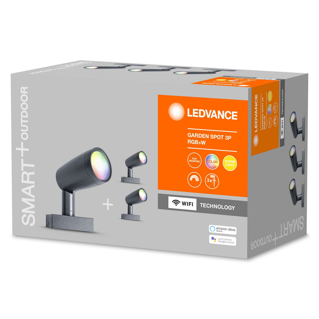 LED hagespot 3-pk WiFi RGB dimbar aluminium IP65 nærbilde av jordspyd