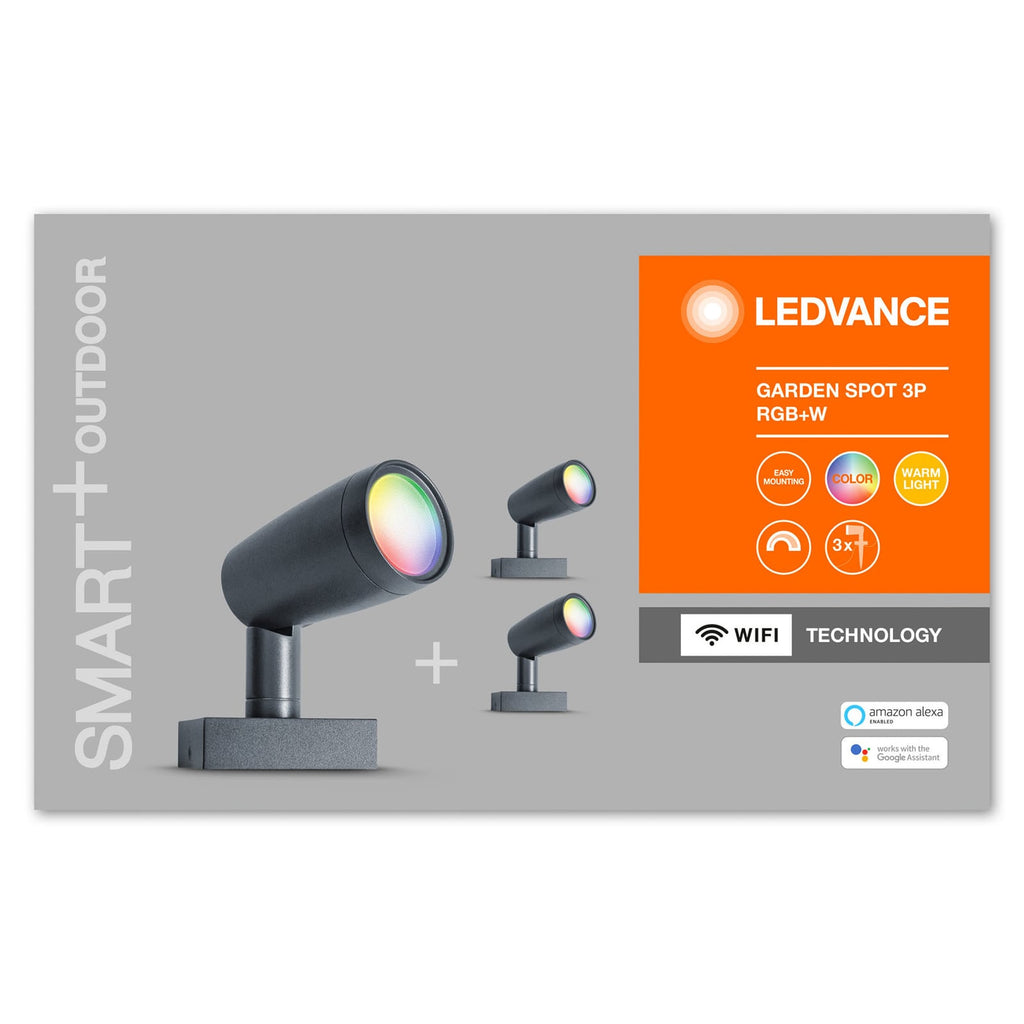 LED hagespot 3-pk WiFi RGB dimbar aluminium IP65 WiFi app kontroll