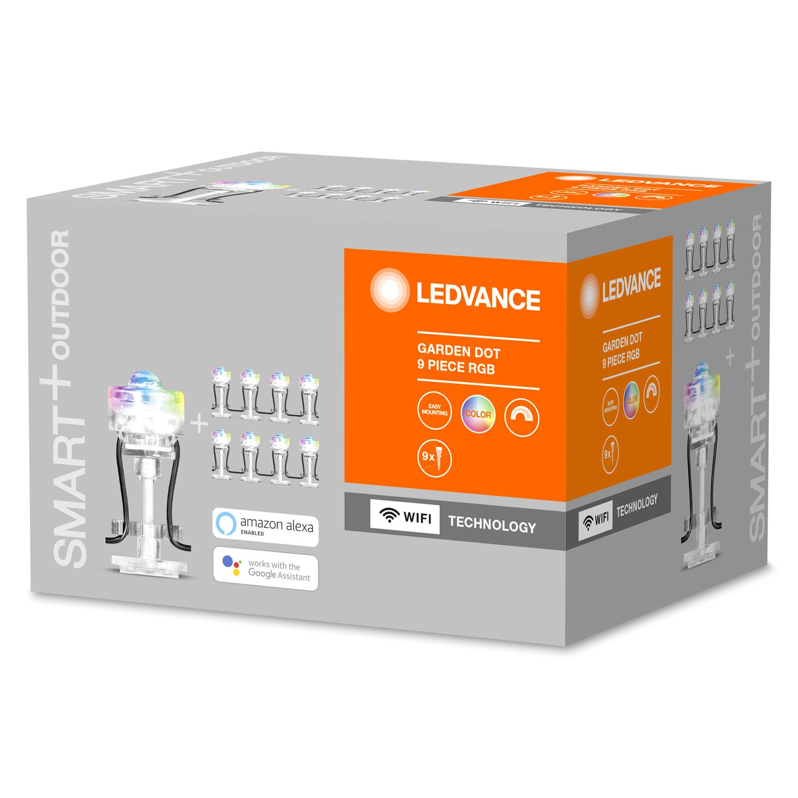 LED hagespot 9er-sett RGB dimbar WiFi IP65 LEDVANCE SMART+ nærbilde av LED