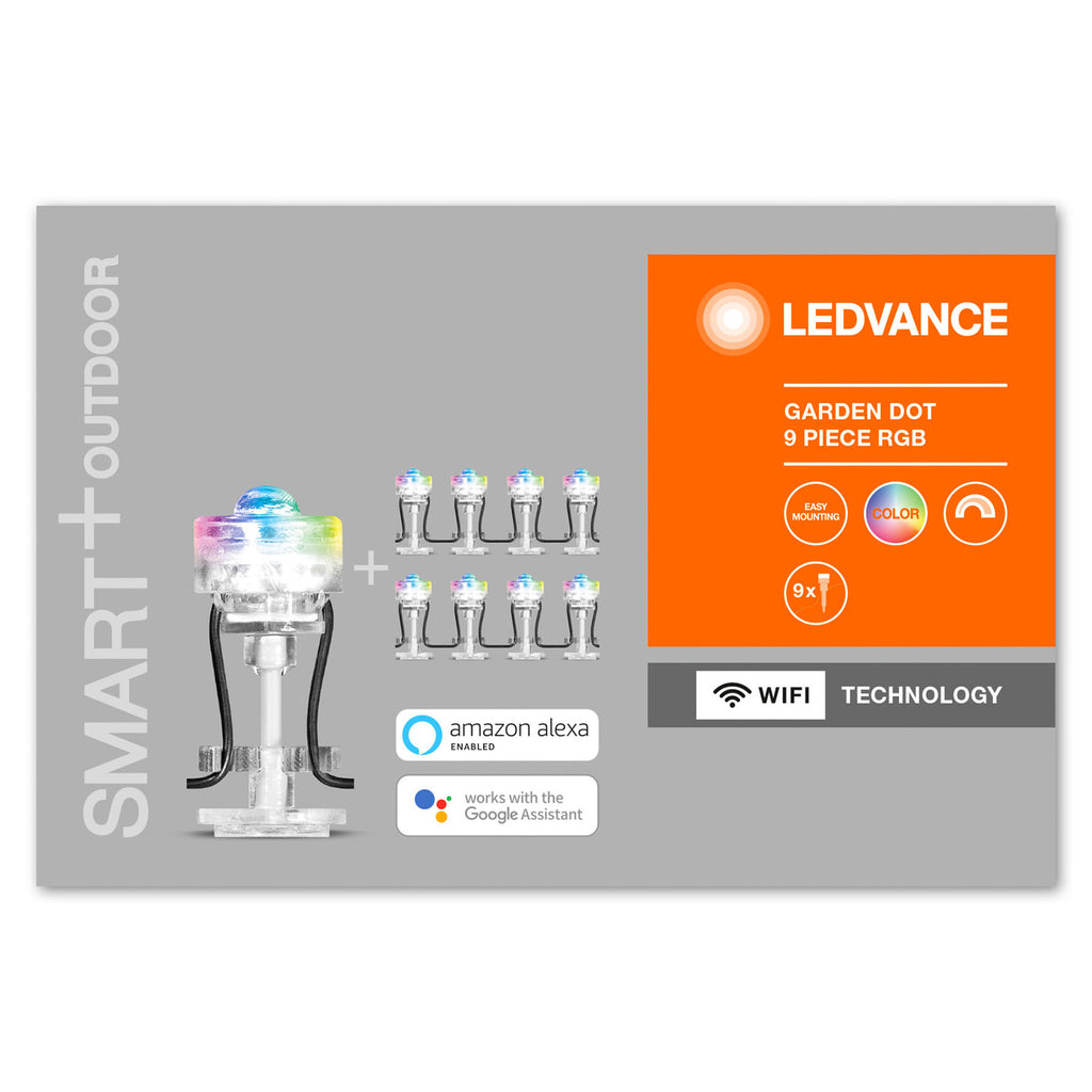 LED hagespot 9er-sett RGB dimbar WiFi IP65 LEDVANCE SMART+ controllerboks