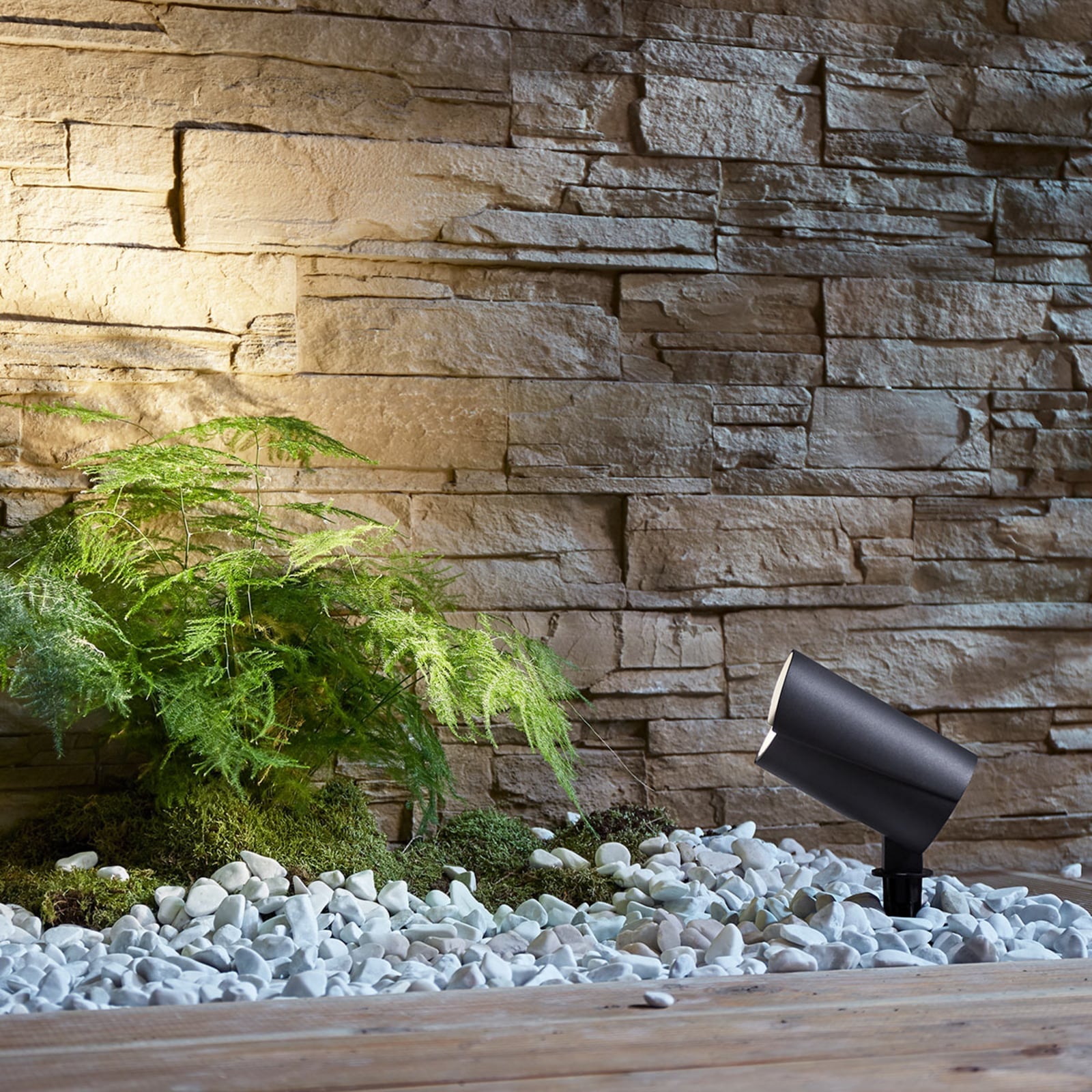 LED hagespot Anton med jordspyd antrasitt aluminium IP65 bakside