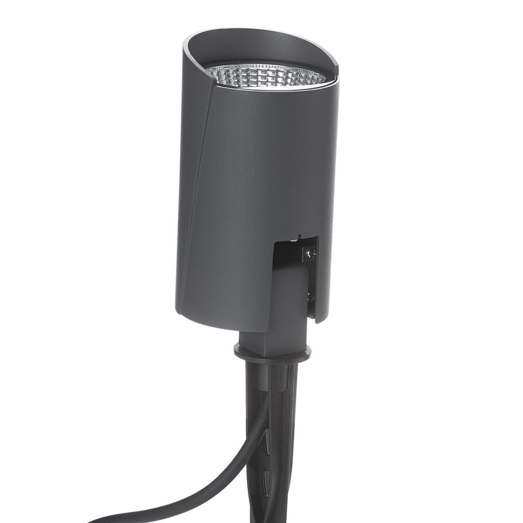LED hagespot Anton med jordspyd antrasitt aluminium IP65 nærbilde av lampe