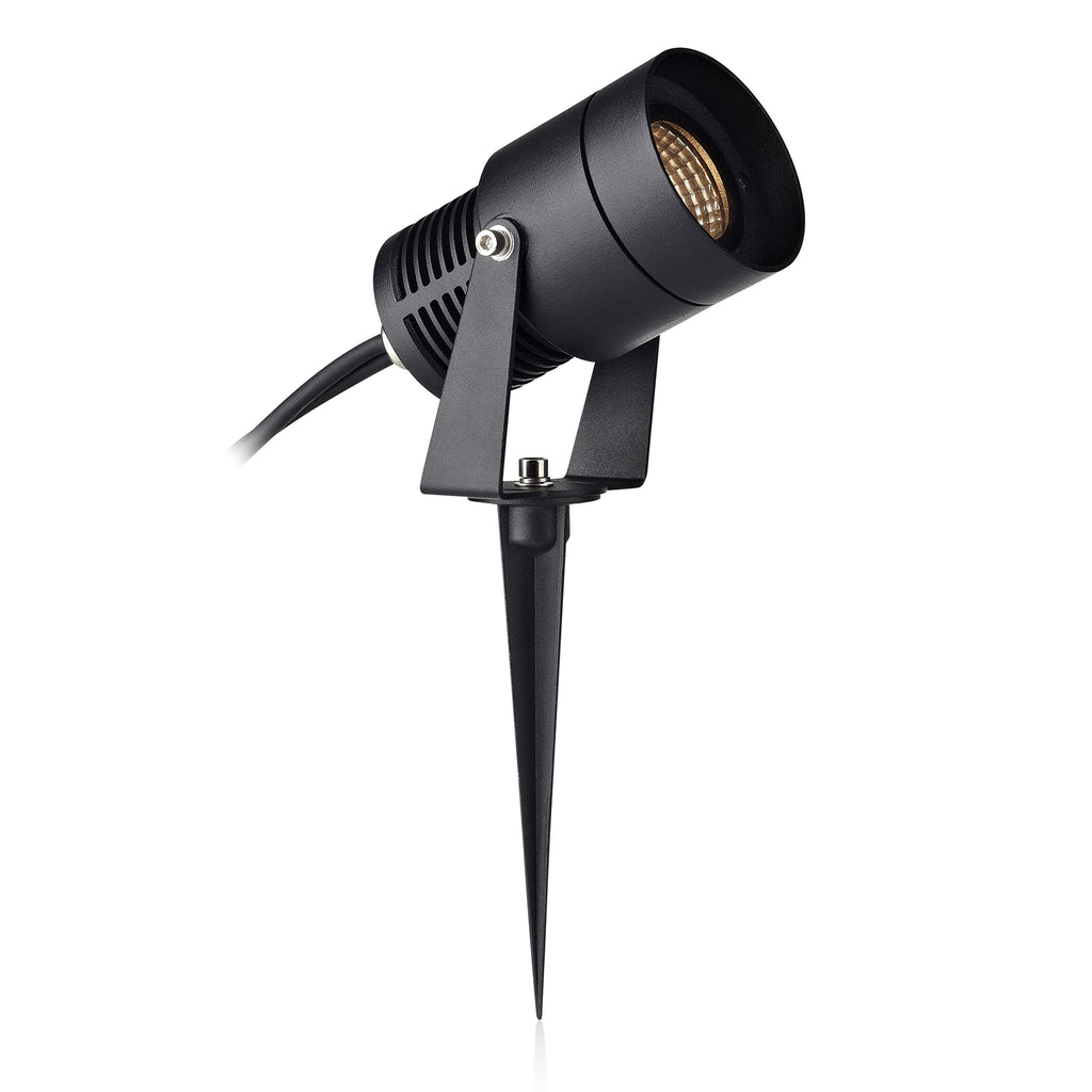 LED hagespot Garden 24 svart 9W dimbar med spyd IP44 forfra