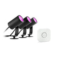 LED hagespot Lily 3-sett med Bridge RGB CCT IP65 Philips Hue forfra